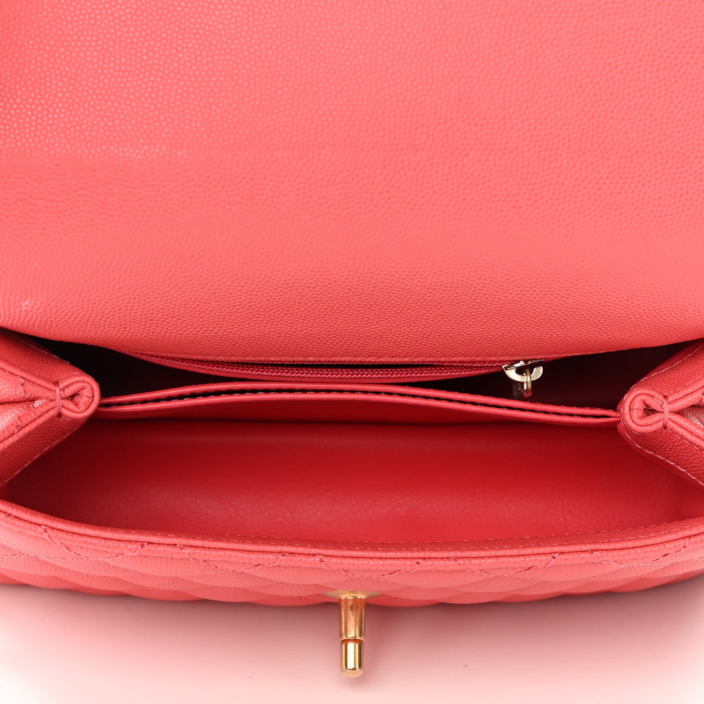 Caviar Lizard Embossed Quilted Mini Coco Handle Flap Pink