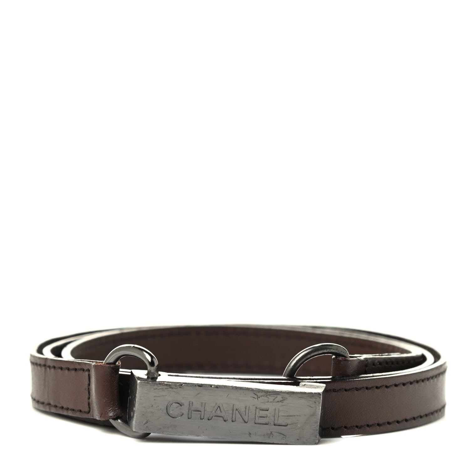 Chanel Lambskin Belt 85 34 Brown 1 of 3