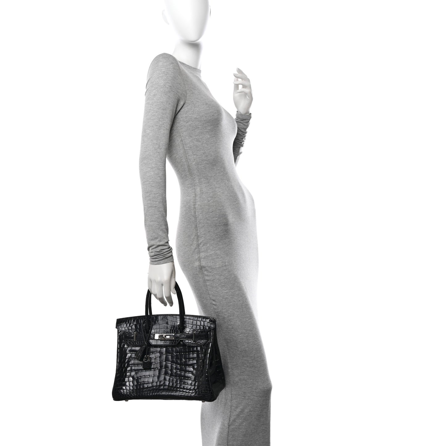 Shiny Niloticus Crocodile Birkin 30 Black