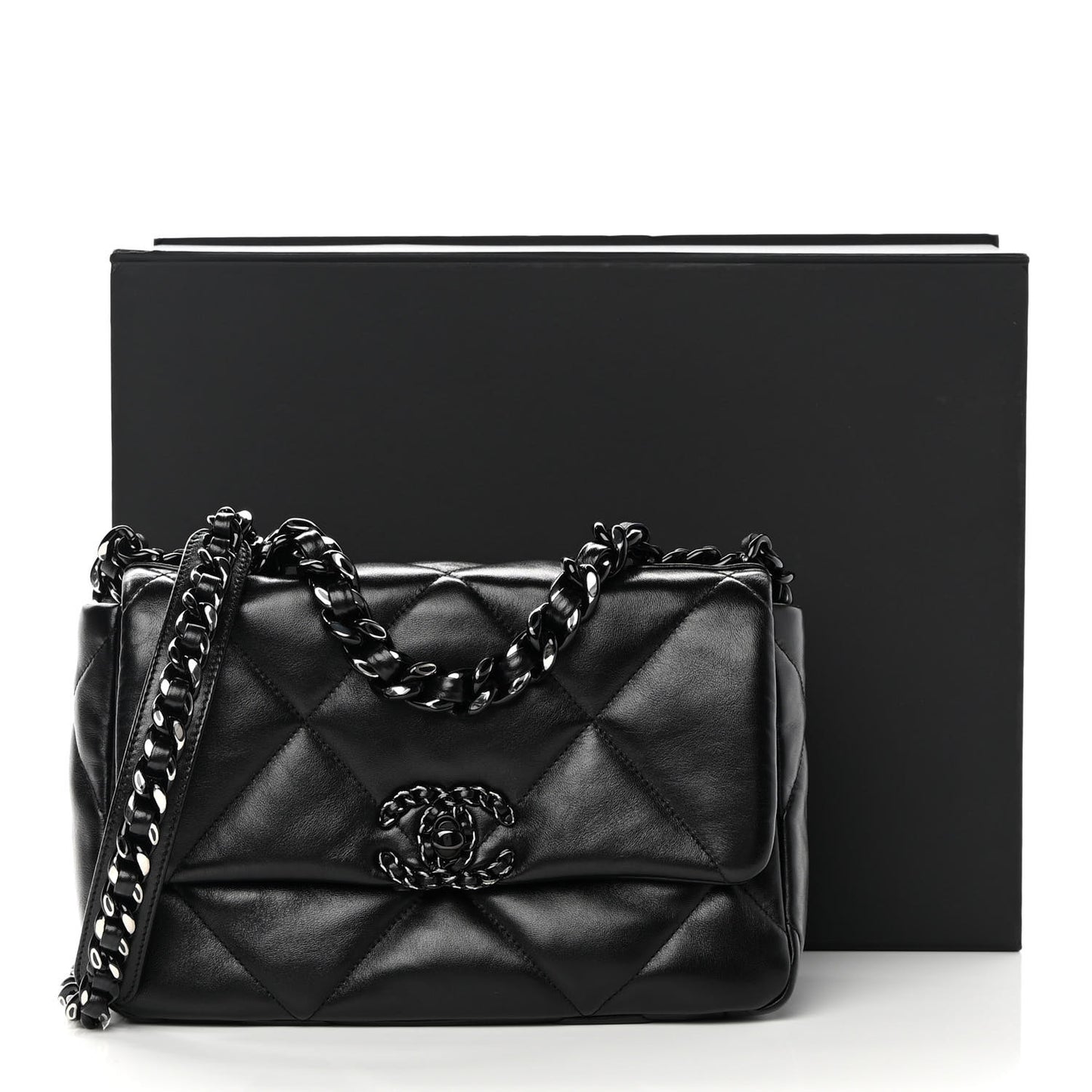 Lambskin Quilted Medium Chanel 19 Flap So Black