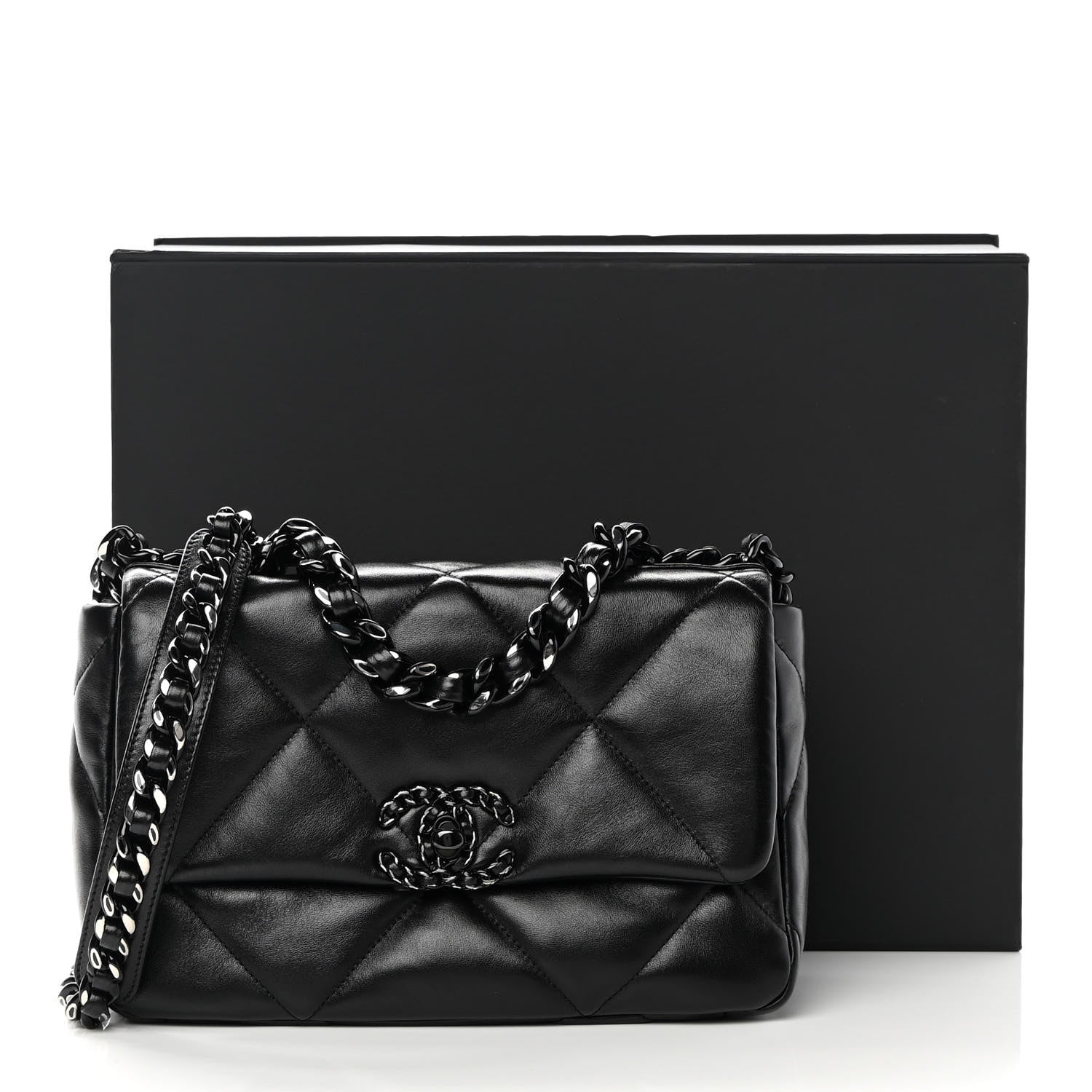 Chanel Lambskin Quilted Medium Chanel 19 Flap So Black 12 of 12