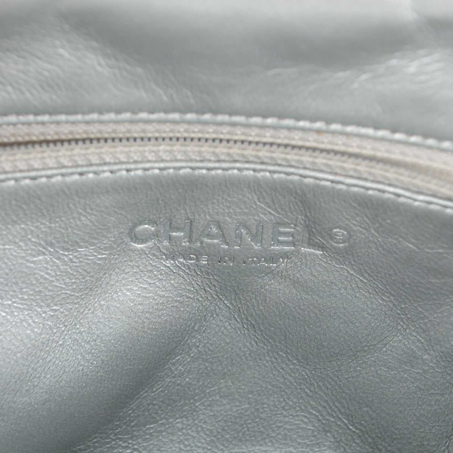 Metallic Aged Calfskin Quilted Timeless Clutch Silver