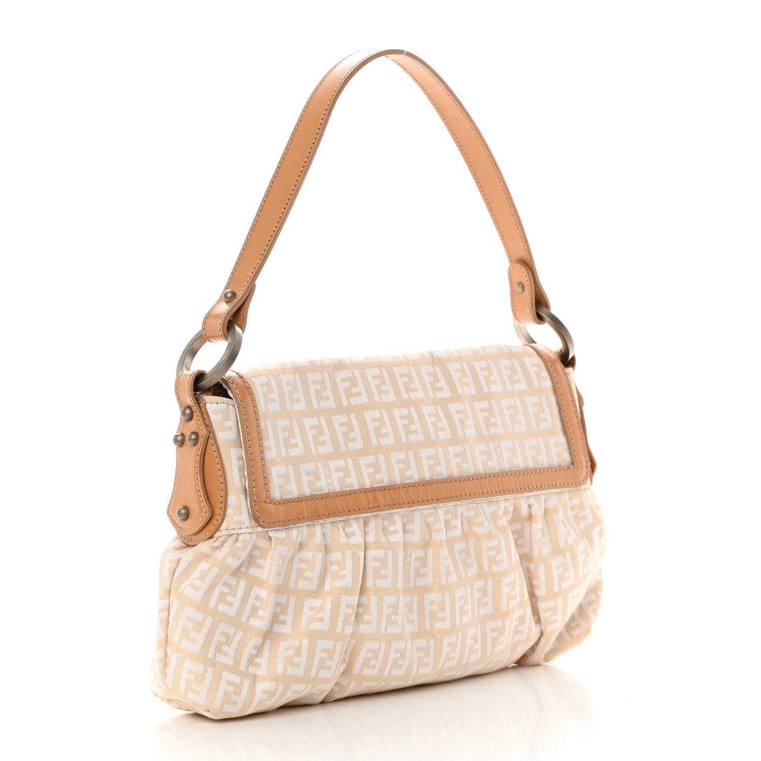 Fendi Zucchino Small Chef Shoulder Bag Beige White 3 of 15
