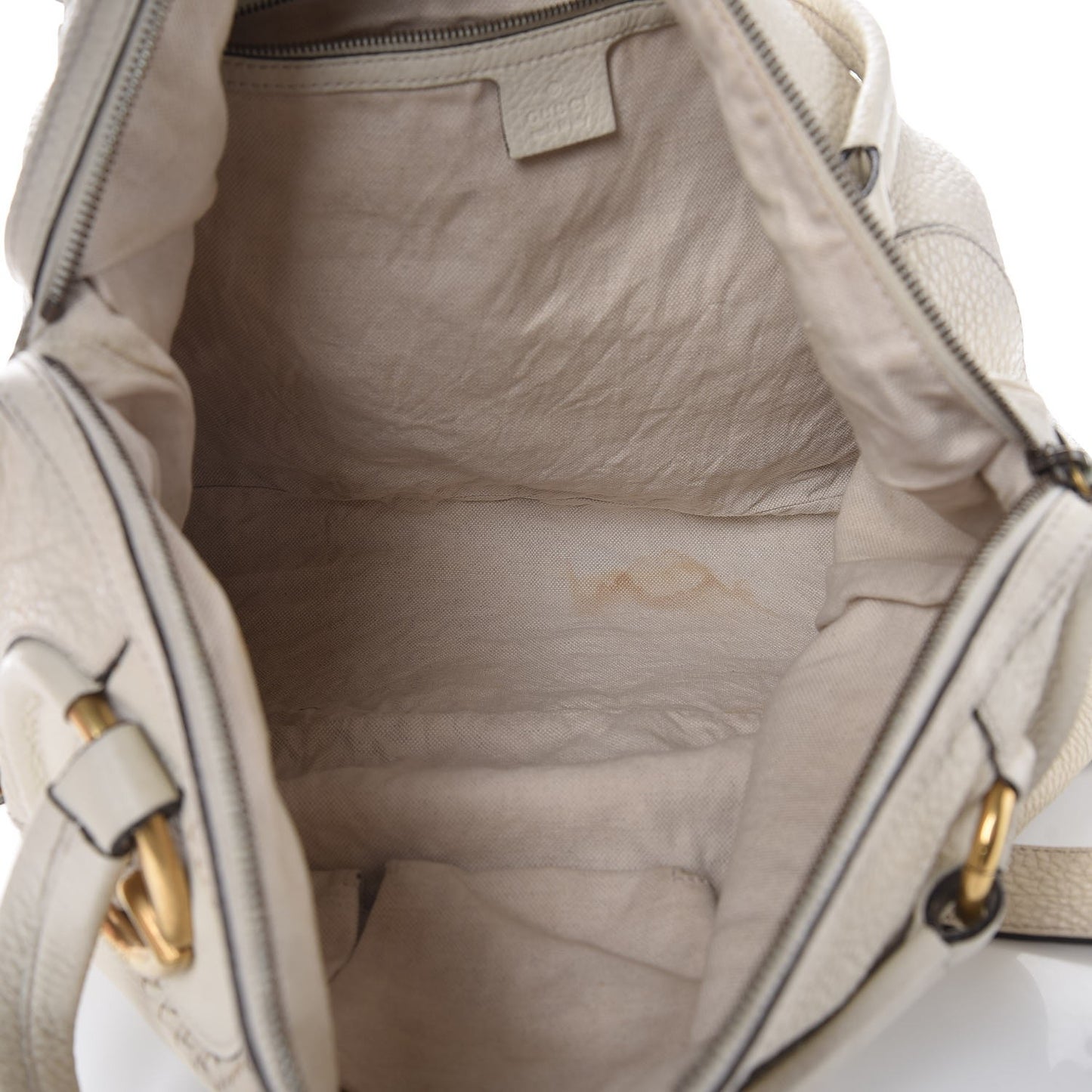 Pebbled Calfskin Twill Medium Top Handle Satchel White