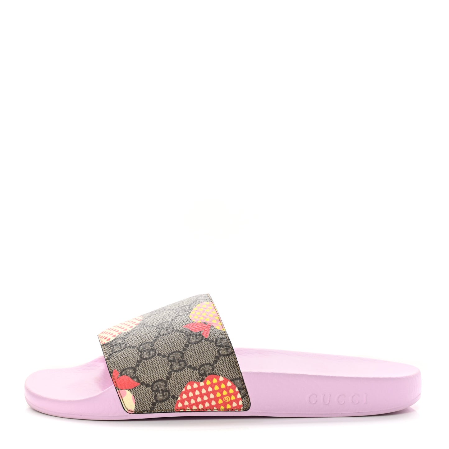 GG Supreme Monogram Apple Slide Sandals 40 Pink Multicolor