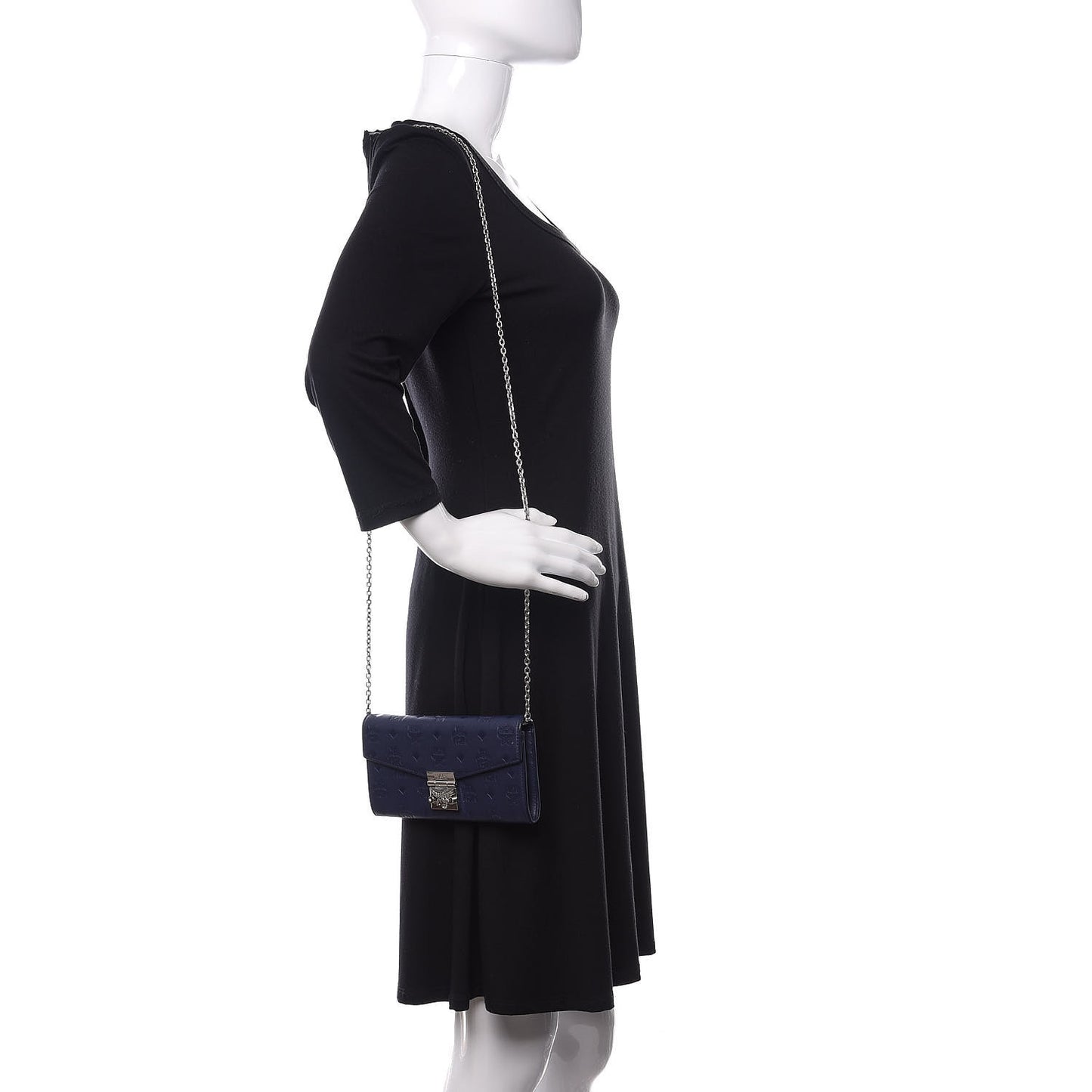 Calfskin Ottomar Large Patricia Wallet On Chain Navy Blue