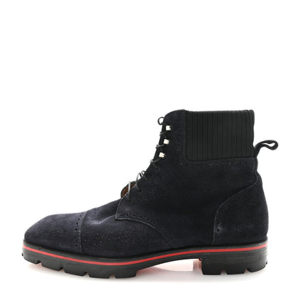 Christian Louboutin Crosta Wax Mens Citycroc 20 Lace up Ankle Boots 40.5 Navy 1 of 8