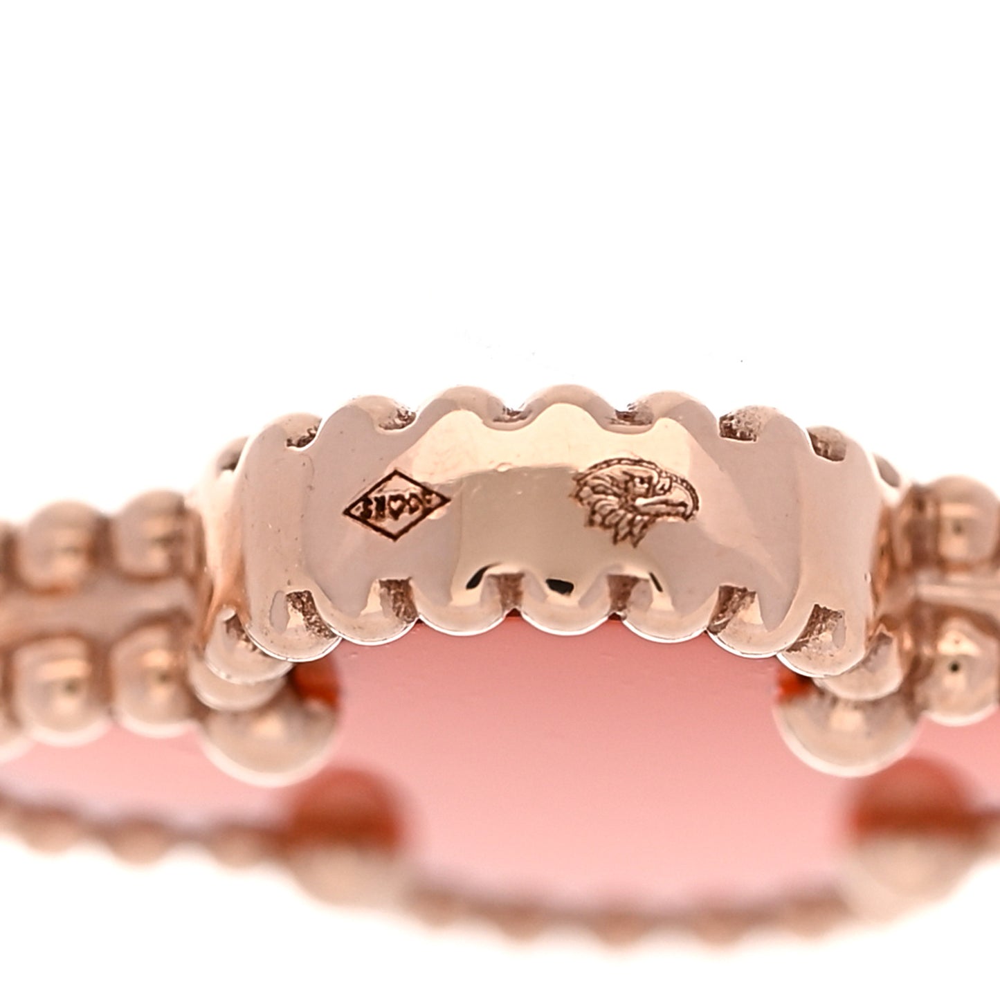 18K Rose Gold Carnelian 5 Motifs Guilloche Vintage Alhambra Bracelet