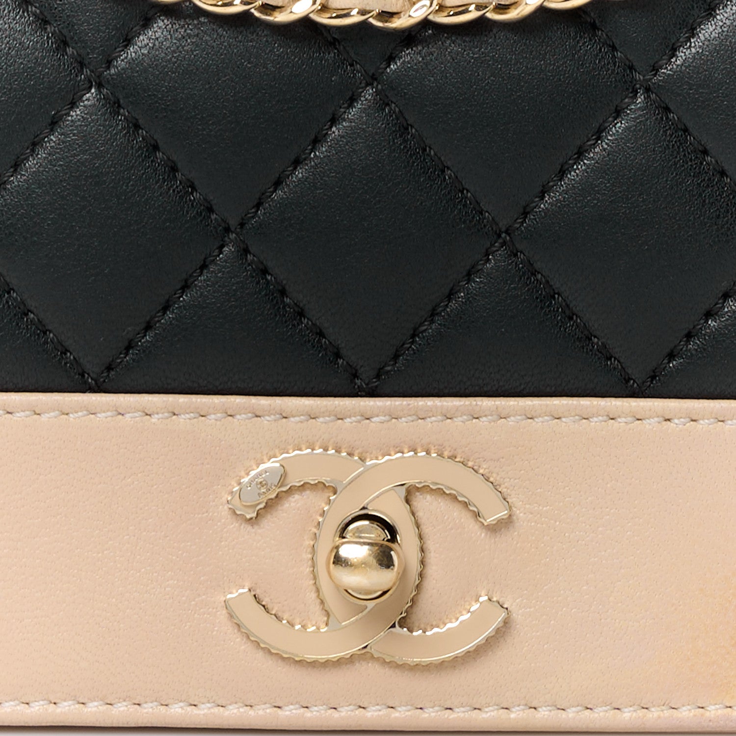 Chanel Sheepskin Quilted Small Vintage Mademoiselle Flap Beige Black 9 of 11