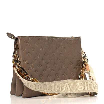 Louis Vuitton Lambskin Embossed Monogram Coussin MM Taupe 3 of 8