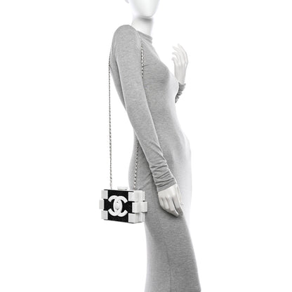 Chanel Plexiglass Crystal Lego Clutch White Black 3 of 26