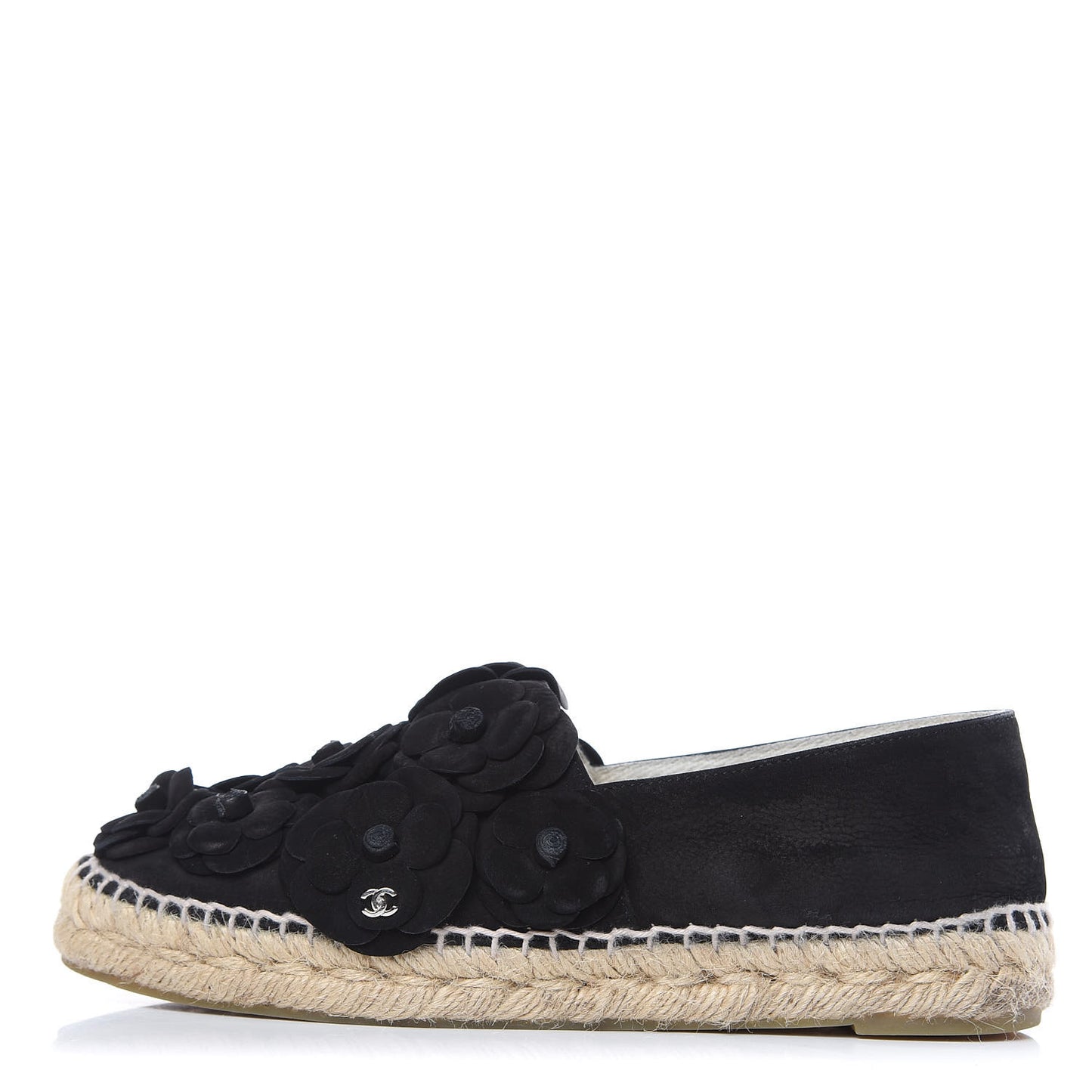 Suede Camellia CC Espadrilles 38 Black