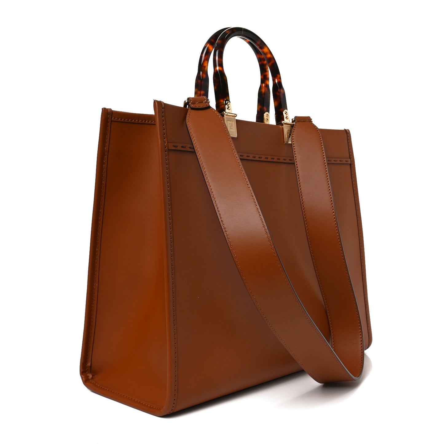 Vitello King Plexiglass Medium Fendi Sunshine Shopper Tote Cuoio