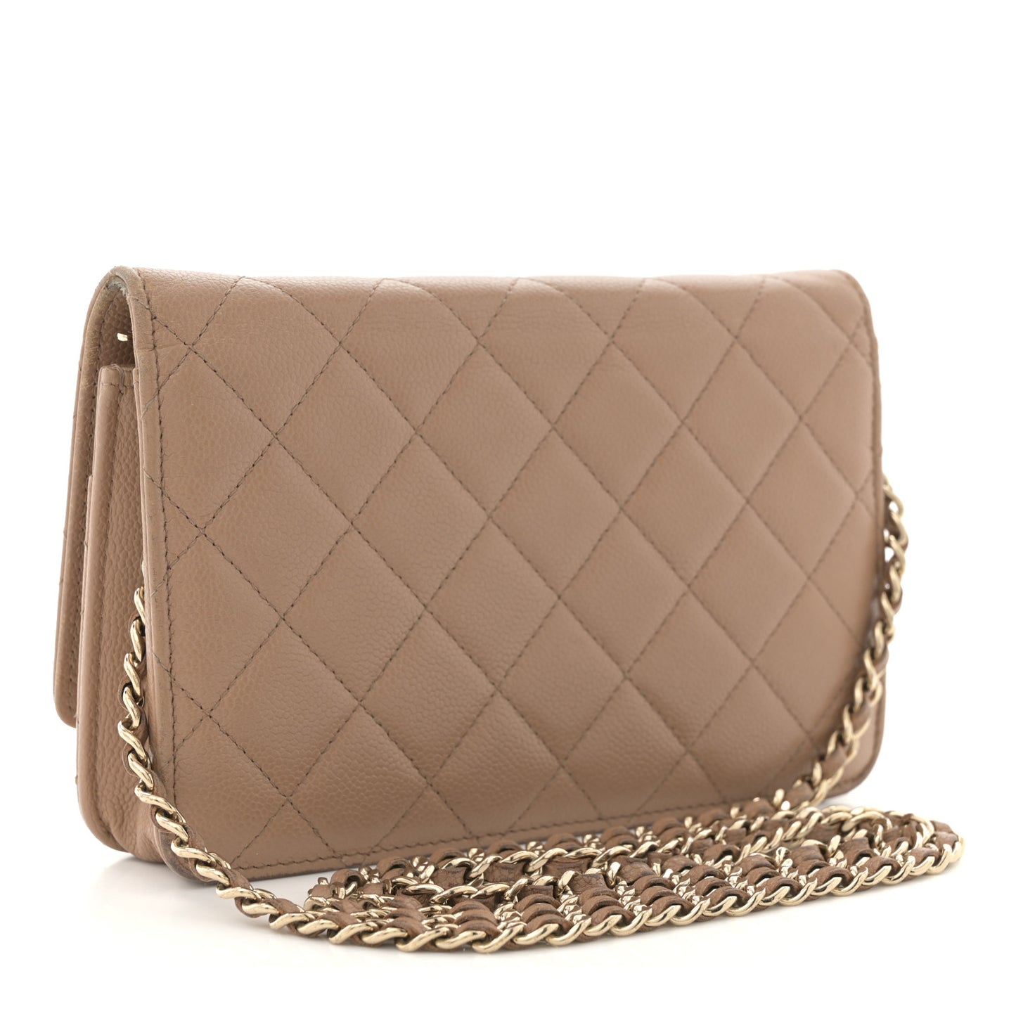 Caviar Quilted Multi Chain Wallet On Chain WOC Beige