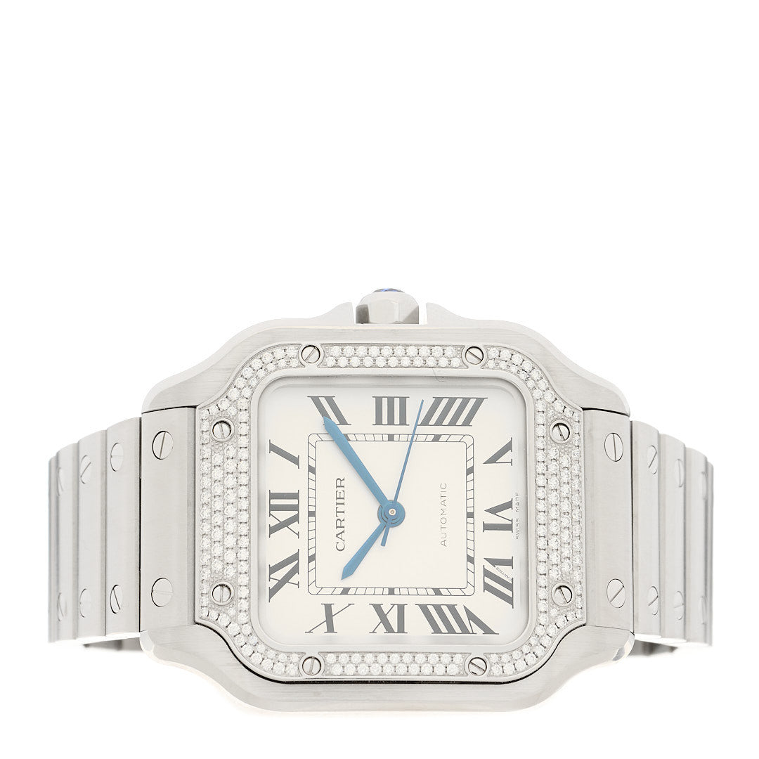 Cartier Stainless Steel Diamond Bezel 35mm Santos de Cartier Automatic Watch 2 of 4