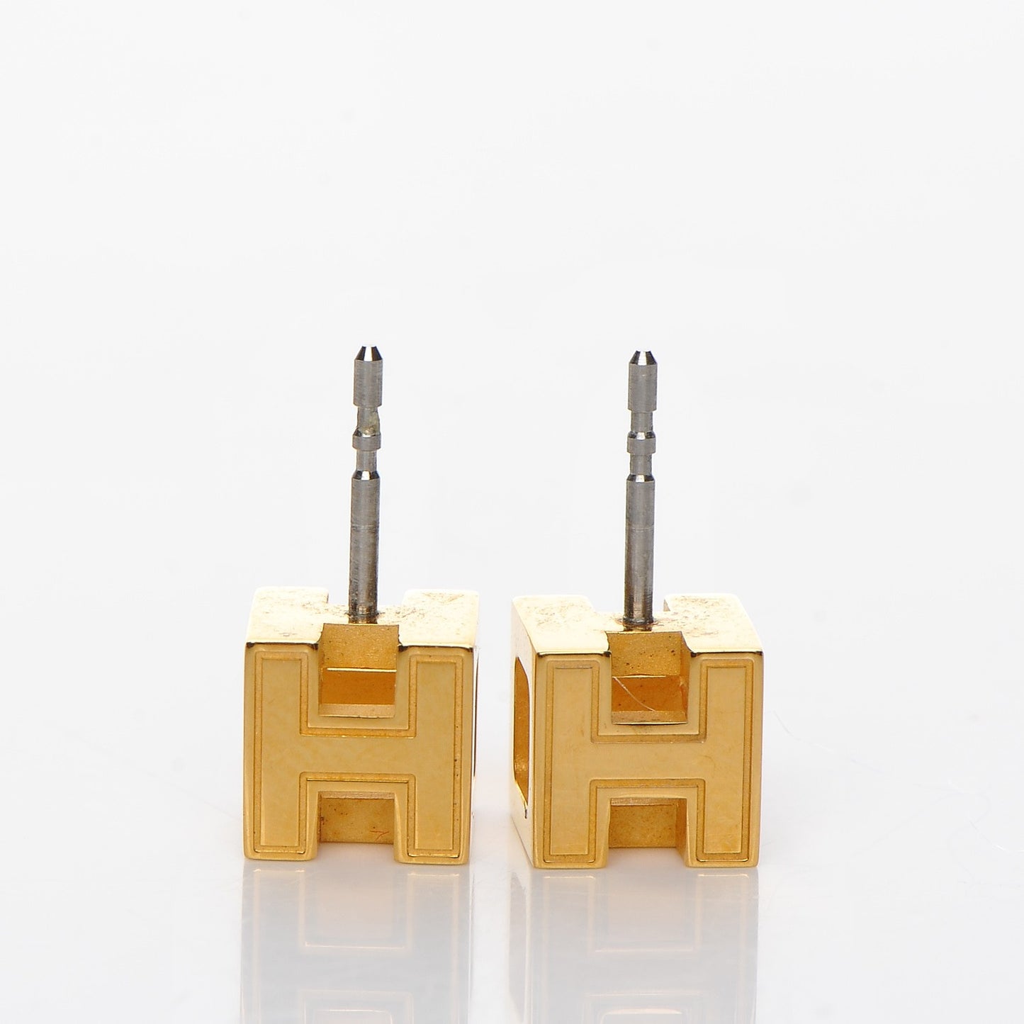 Gold Lacquered Cage d'H Earrings Pourpre