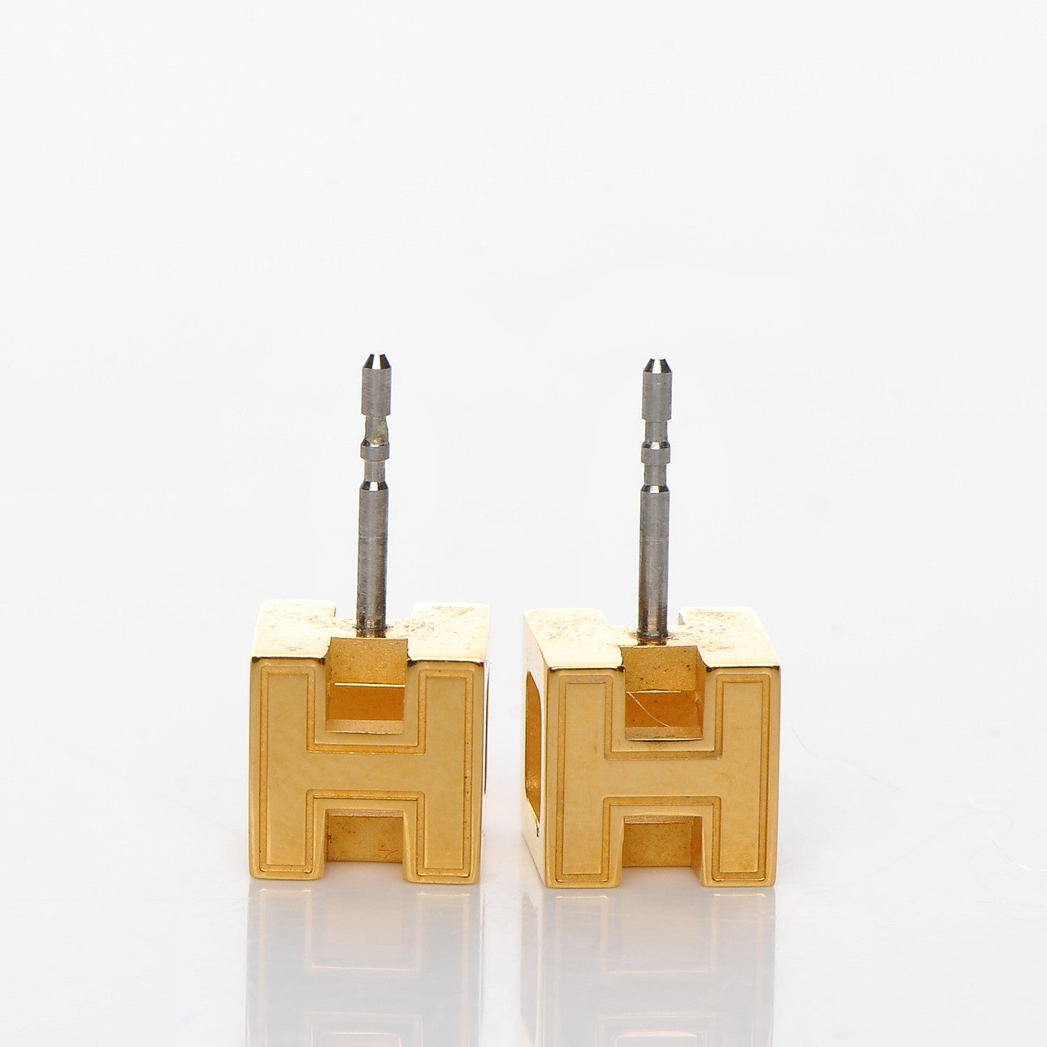 Hermes Gold Lacquered Cage d'H Earrings Pourpre 3 of 3