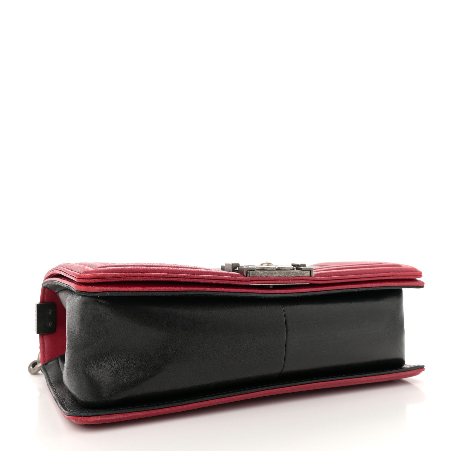 Chanel Lambskin Quilted Medium Boy Flap Black Red 4 of 14