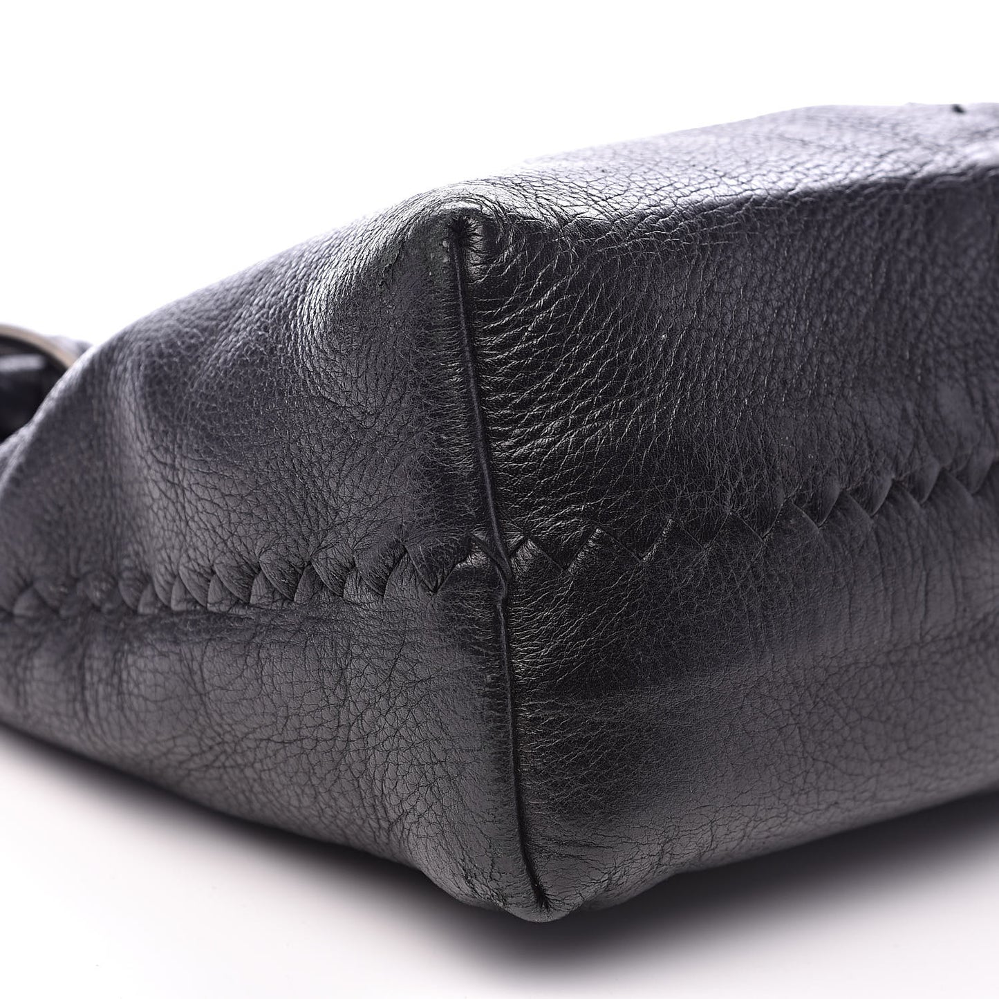 Cervo Deerskin Braided Ring Shoulder Bag Black