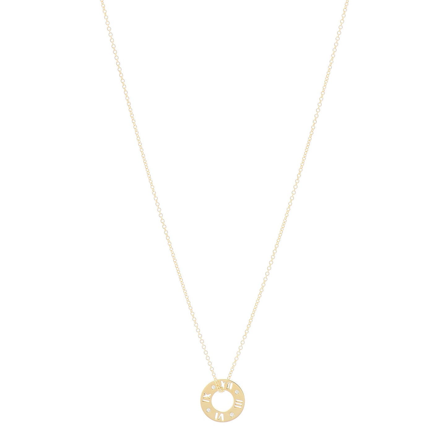18K Yellow Gold Diamond Atlas Pierced Pendant Necklace