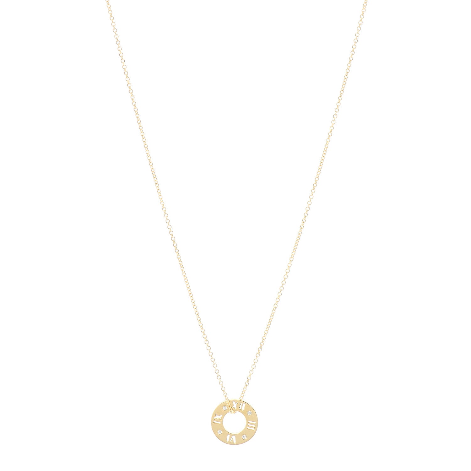 Tiffany 18K Yellow Gold Diamond Atlas Pierced Pendant Necklace 1 of 7