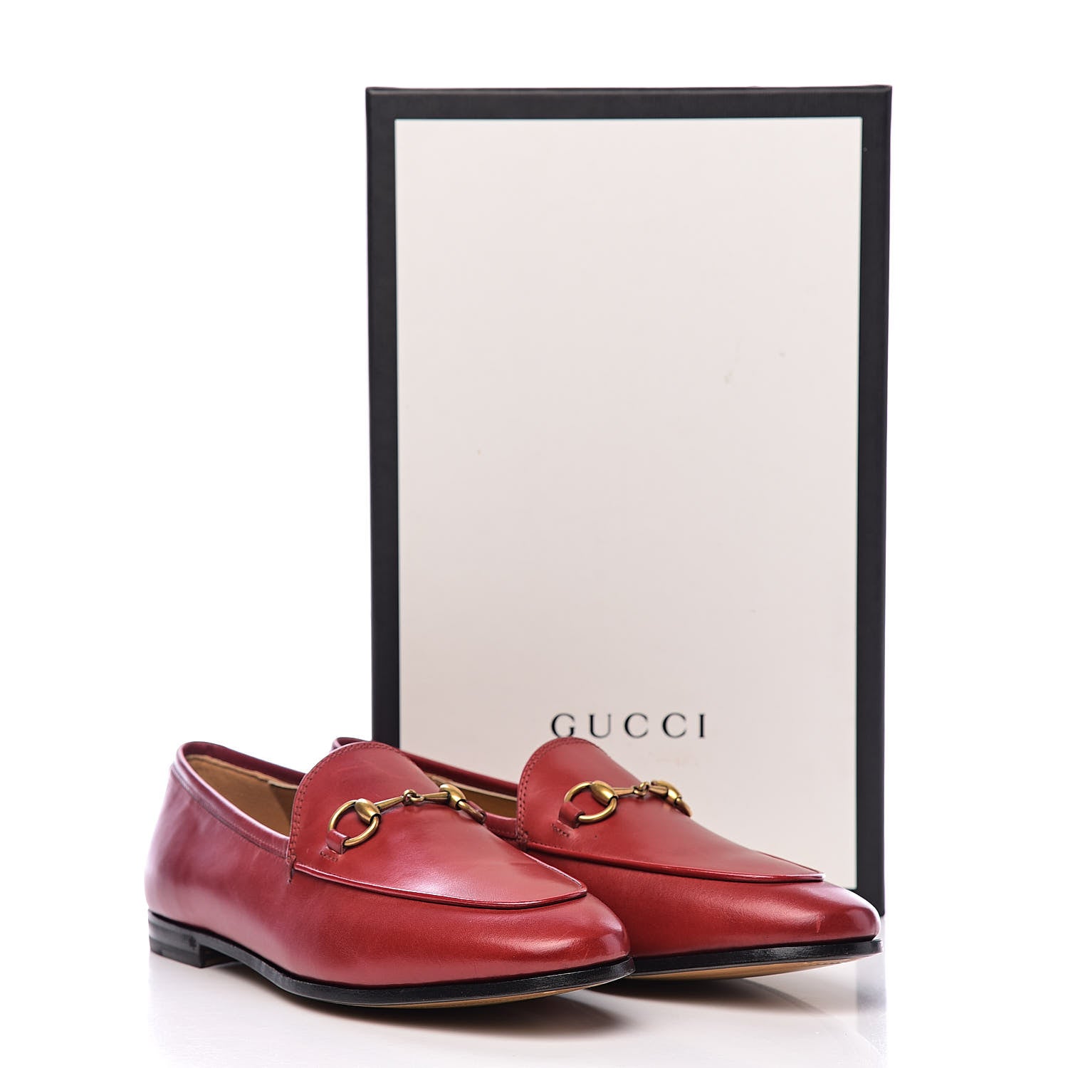 Gucci Calfskin Womens Jordaan Loafers 37.5 Hibiscus Red 13 of 13