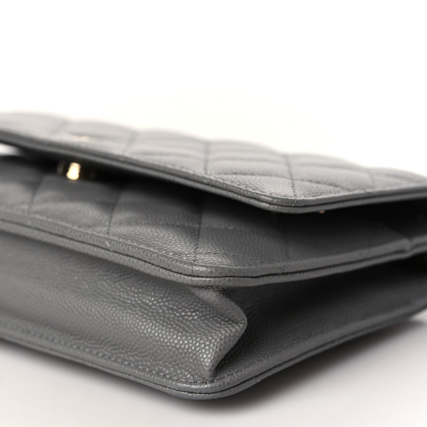 Caviar Quilted Wallet On Chain WOC Grey