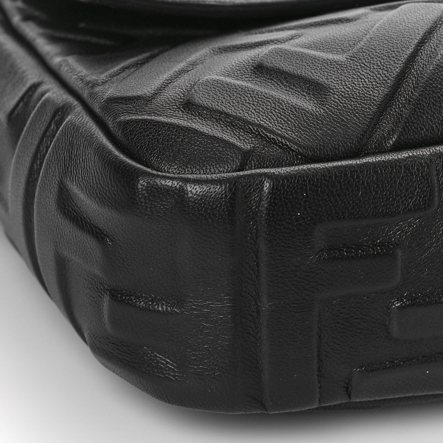Nappa FF 1974 Embossed Large Baguette Black