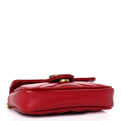 Gucci Calfskin Matelasse GG Marmont 2.0 Coin Purse On A Chain Hibiscus Red 4 of 9