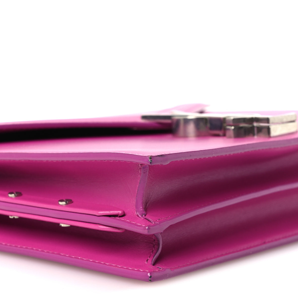 Saint Laurent Smooth Calfskin Monogram Cassandra Clasp Bag Electric Fuchsia 10 of 12