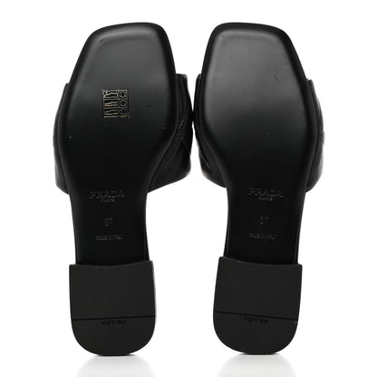 Prada Nappa Logo Quilted 10mm Slide Sandals 37 Black 5 of 7