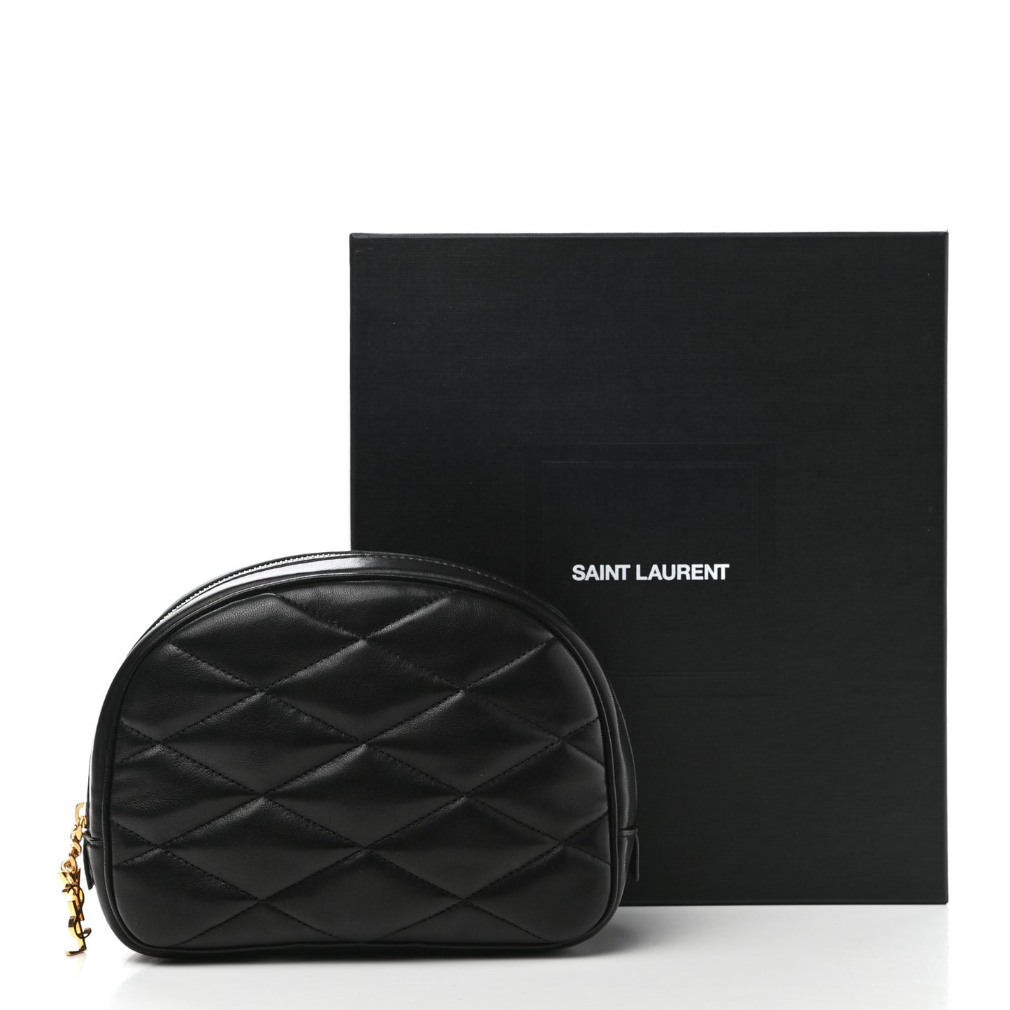 Lambskin Quilted Lolita Cosmetic Pouch Black