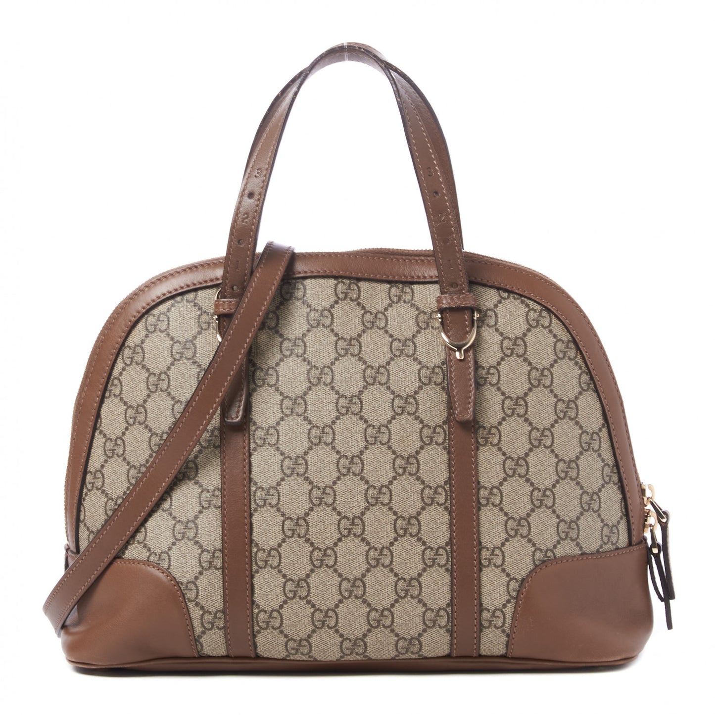GG Supreme Monogram Margaux Calfskin Small Nice Top Handle Dome Bag Beige Ebony Acero