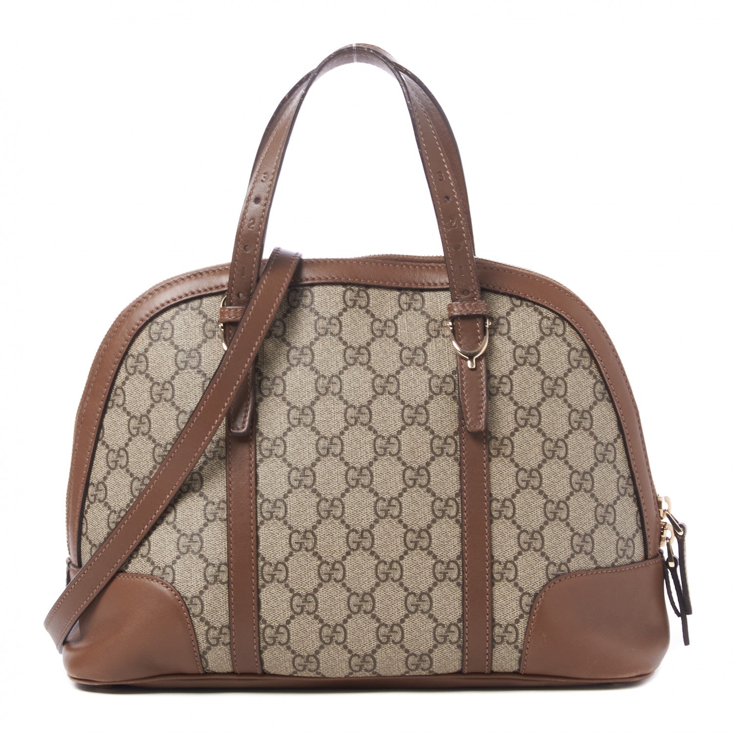Gucci GG Supreme Monogram Margaux Calfskin Small Nice Top Handle Dome Bag Beige Ebony Acero 1 of 8