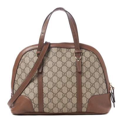 Gucci GG Supreme Monogram Margaux Calfskin Small Nice Top Handle Dome Bag Beige Ebony Acero 1 of 8
