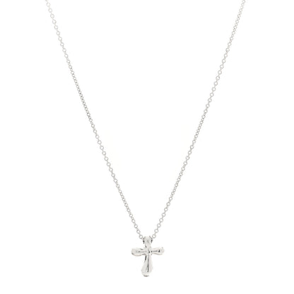 Tiffany Sterling Silver 12mm Elsa Peretti Cross Pendant Necklace 1 of 5
