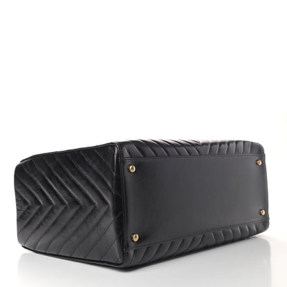 Chanel Aged Calfskin Chevron Large Coco Handle Shopping Tote Black 3 of 5