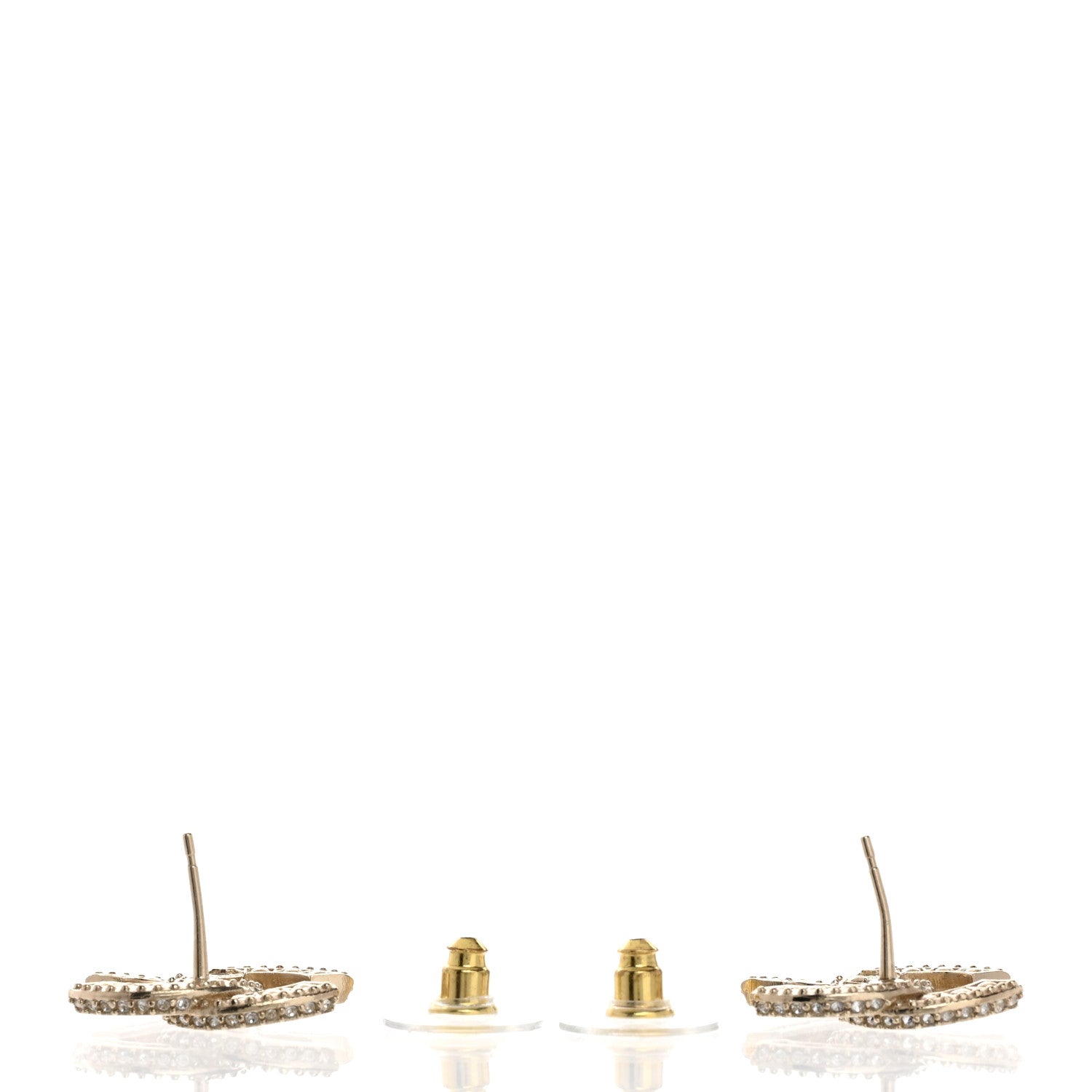 Chanel Crystal Timeless CC Earrings Light Gold 3 of 5