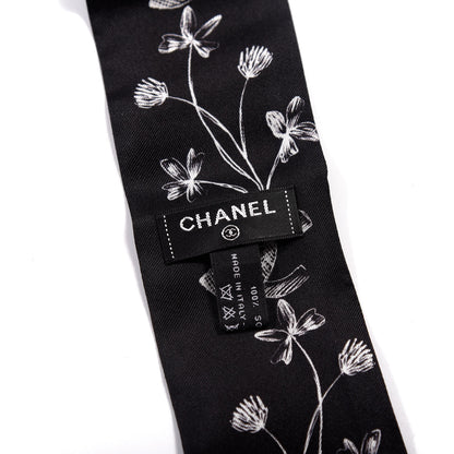 Chanel Silk CC Slim Bandeau Scarf Black White 2 of 4