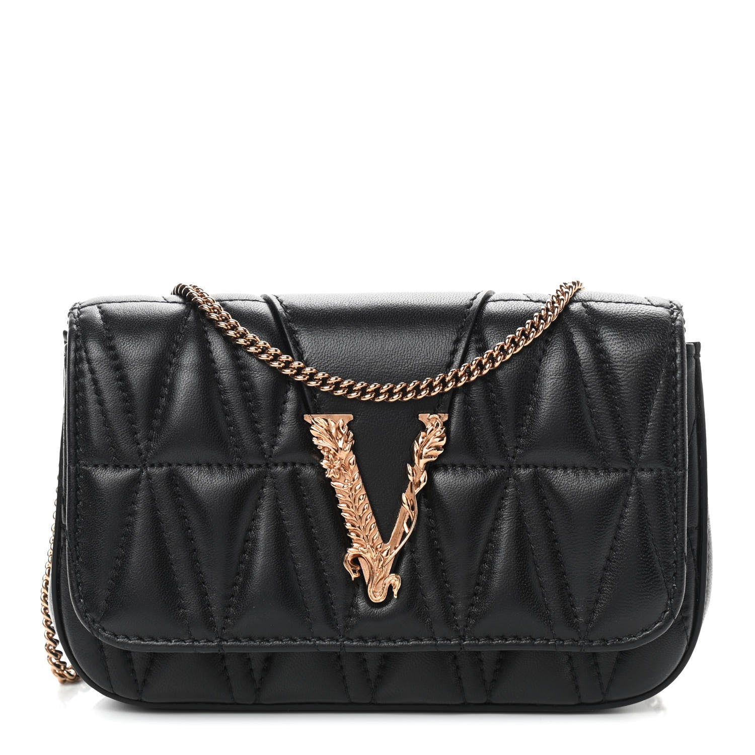 Versace Nappa Quilted Virtus Evening Bag Black 1 of 8