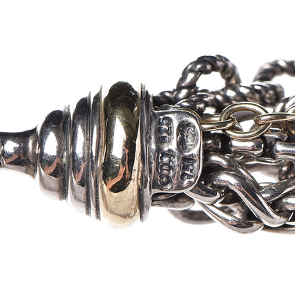 David Yurman Sterling Silver 18K Yellow Gold Pearl 8-8.5mm Multi Strand Chain Necklace 4 of 5