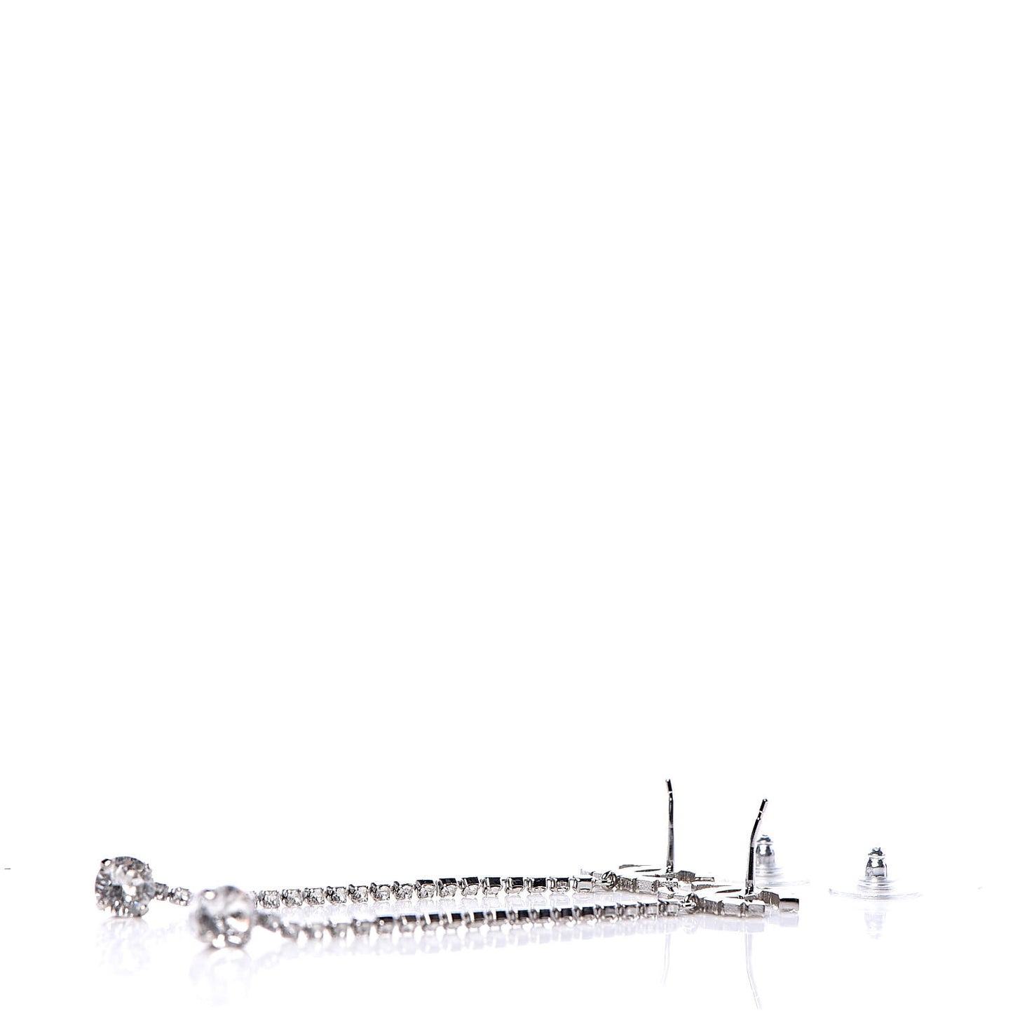 Crystal CC Drop Earrings Silver