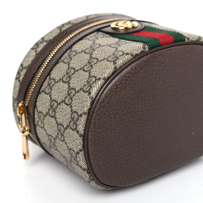 Gucci GG Supreme Monogram Textured Calfskin Web Ophidia Vanity Cosmetic Case Beige Ebony New Acero 9 of 10