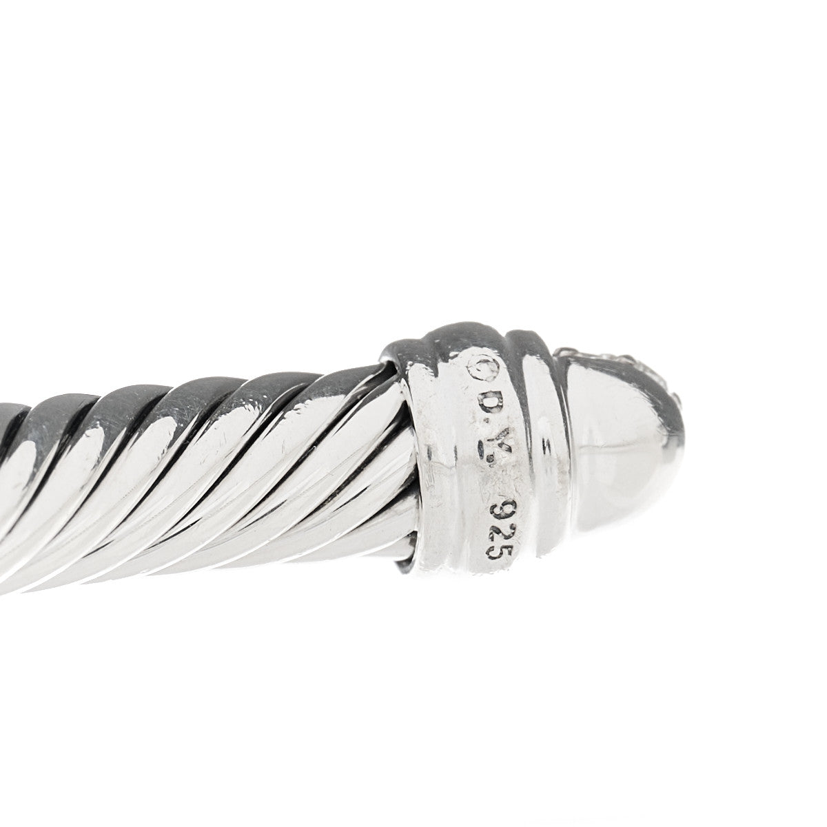 David Yurman Sterling Silver Pave Diamond 5mm Cable Classics Bracelet 3 of 3