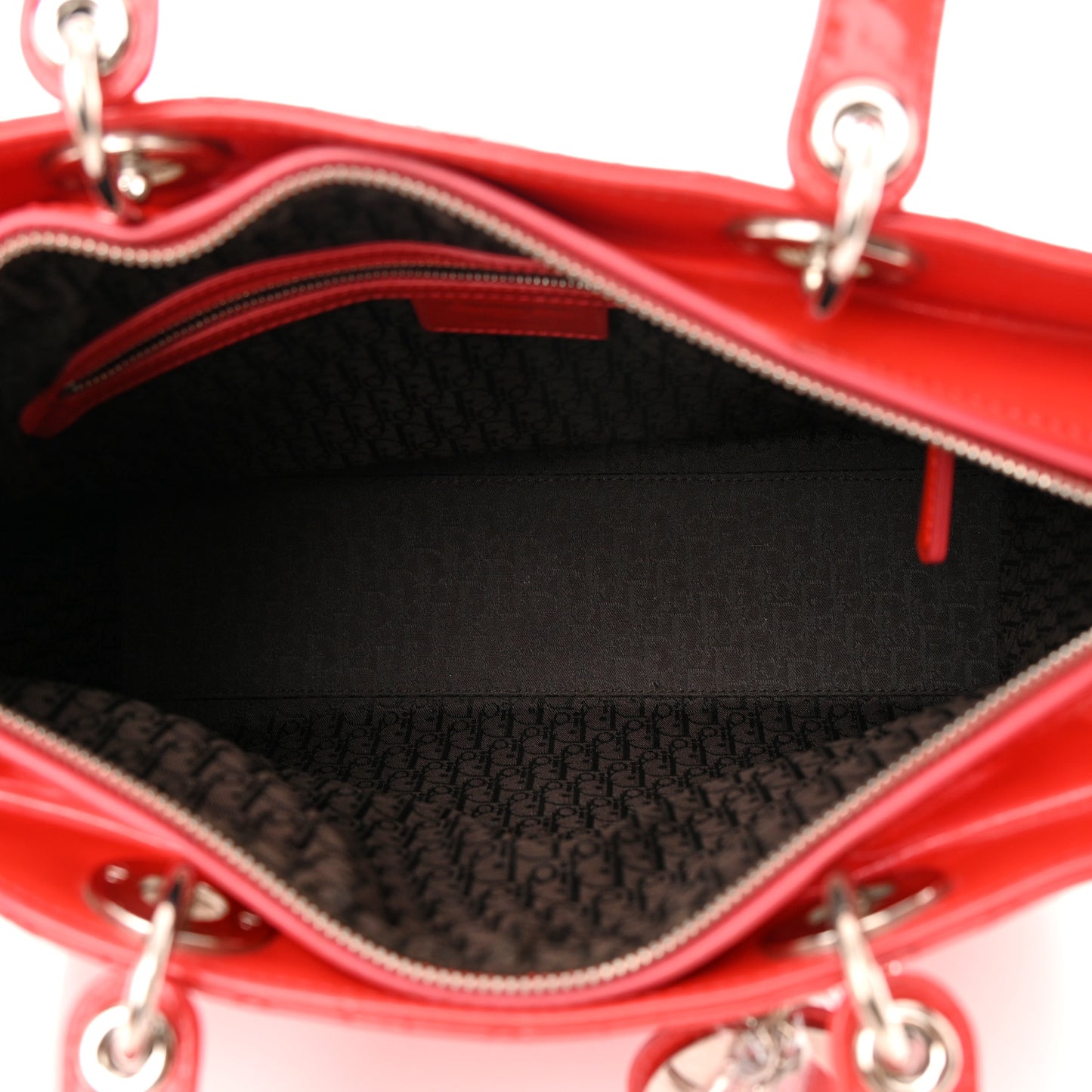 Patent Cannage Large Lady Dior Red