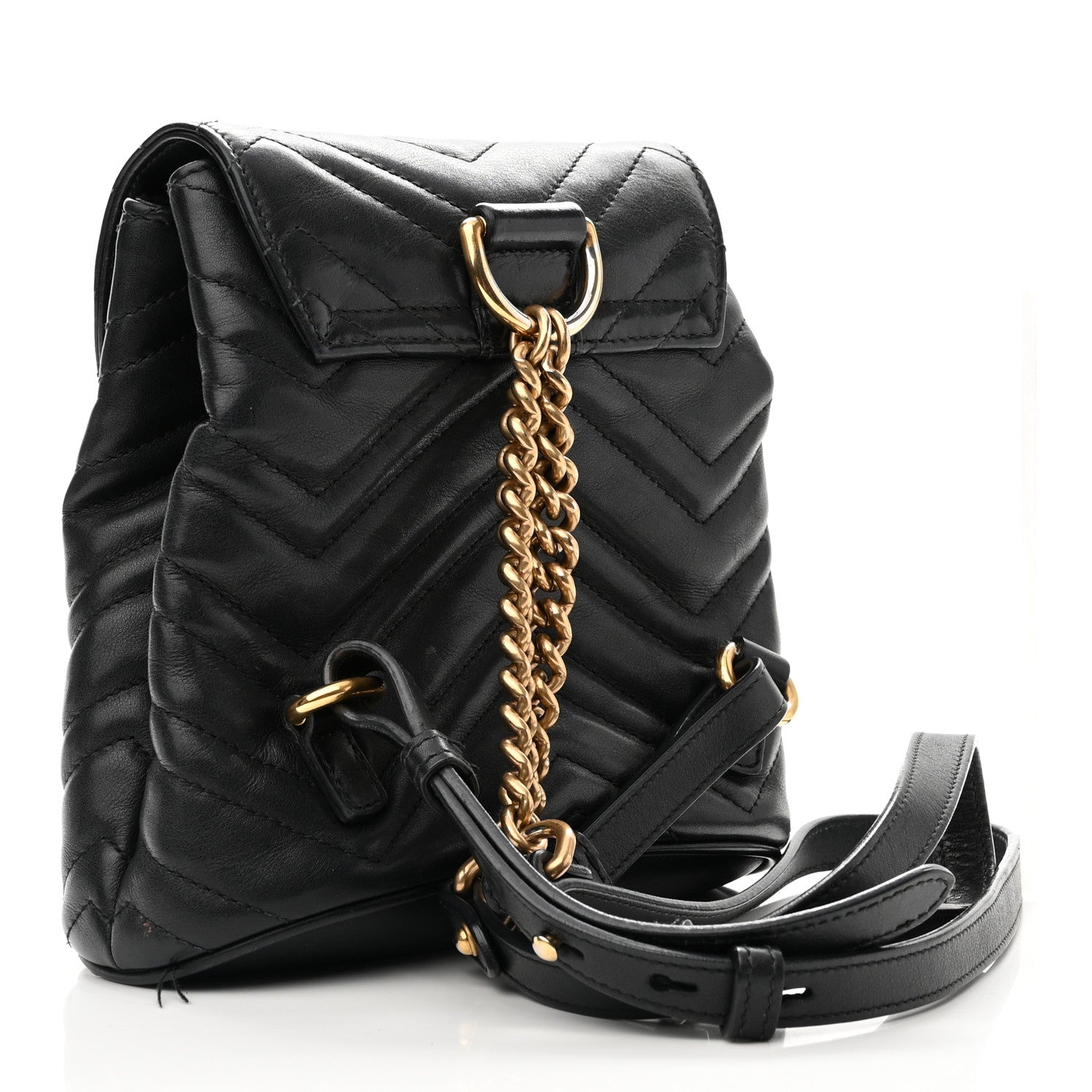 Gucci Calfskin Matelasse GG Marmont Flap Backpack Black 3 of 16