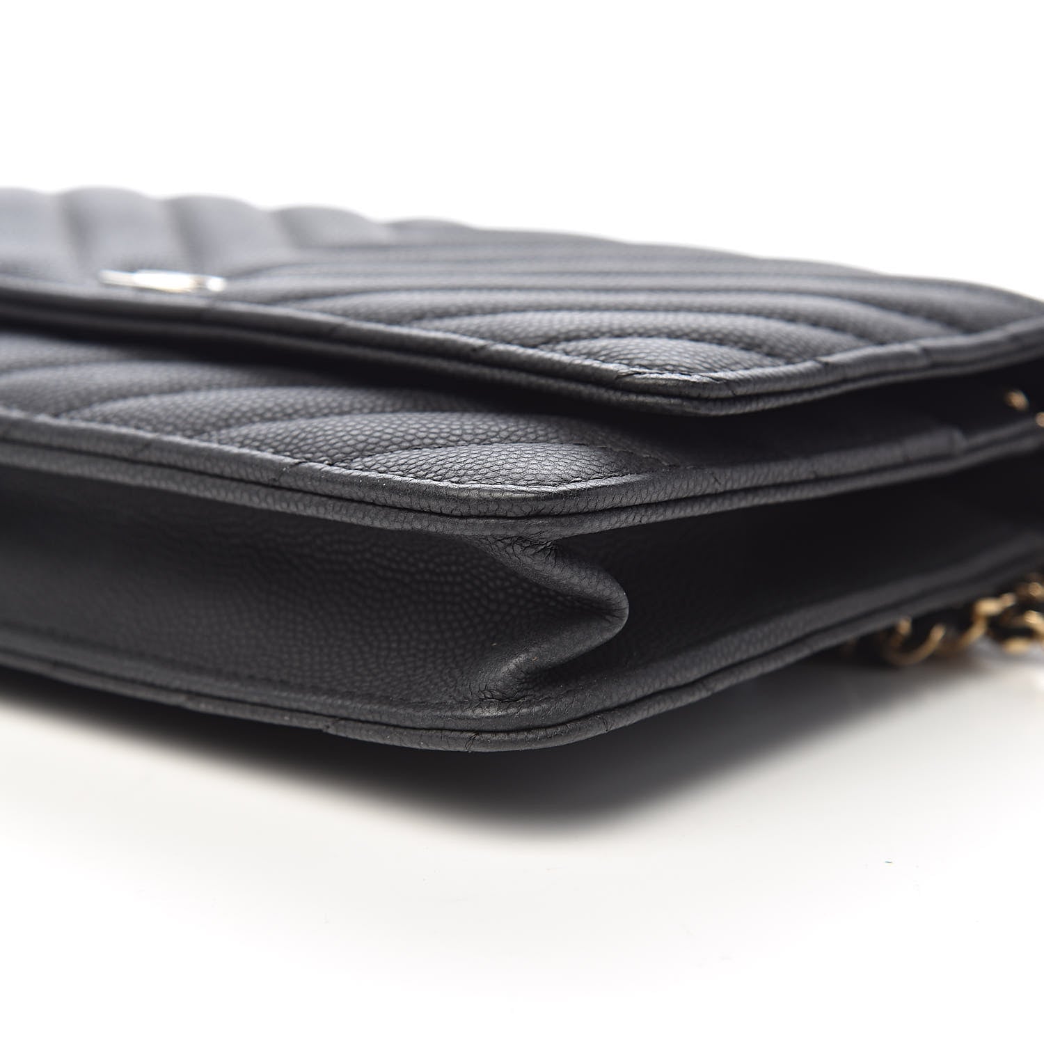 Chanel Caviar Chevron Quilted Wallet On Chain WOC Black 11 of 13