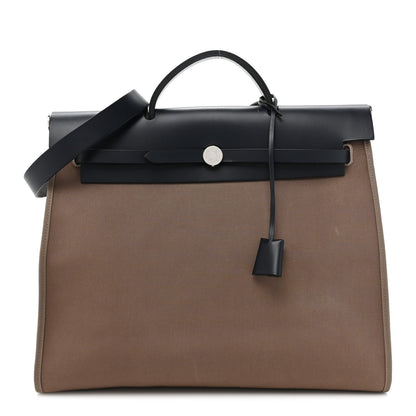Hermes Toile Officier Vache Hunter Herbag Zip 39 MM Etoupe Bleu Indigo 1 of 15