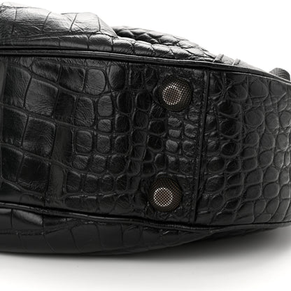 Balenciaga Extra Supple Calfskin Crocodile Embossed Monochrome Small Le Cagole Shoulder Bag Black 9 of 12