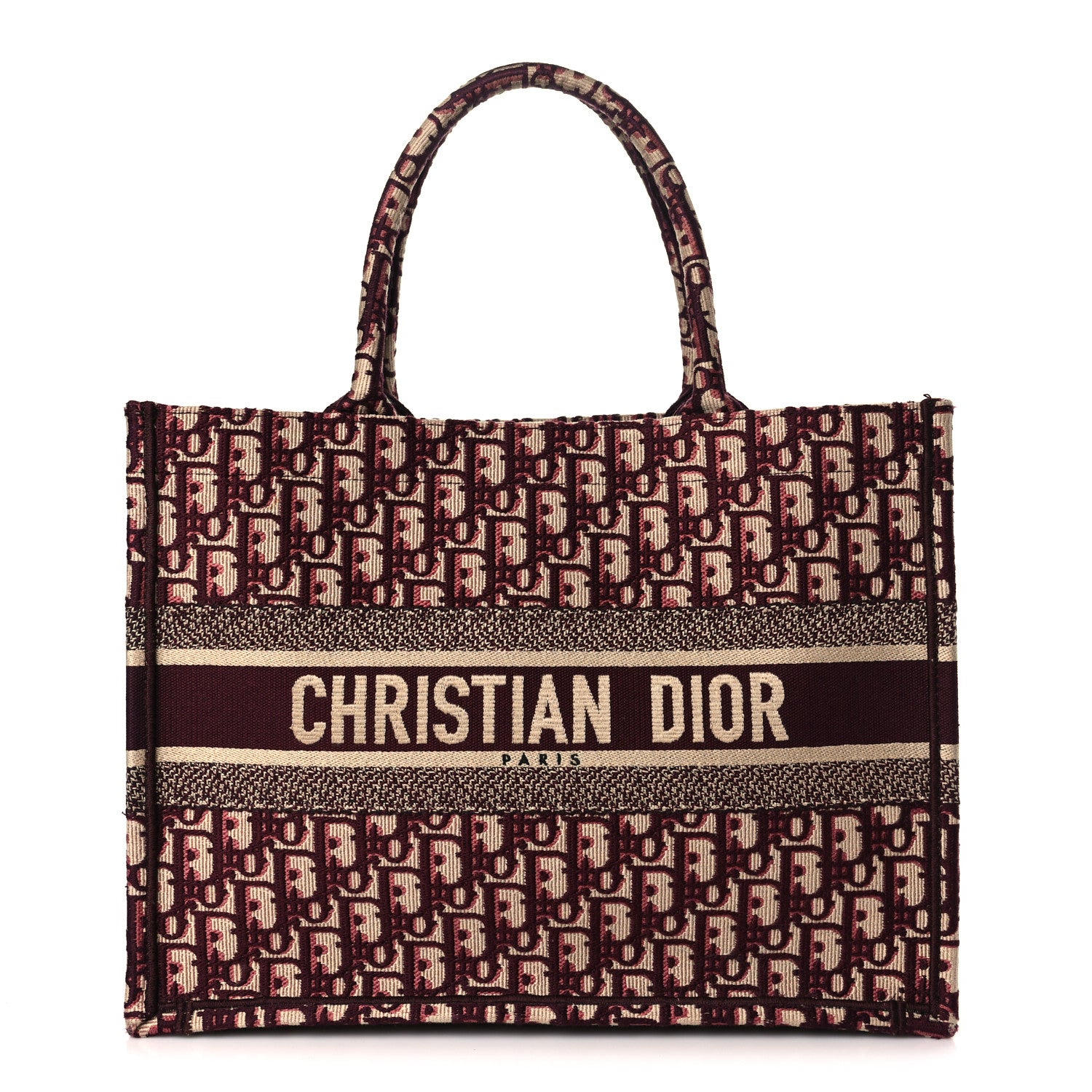 Christian Dior Oblique Medium Book Tote Burgundy Multicolor 1 of 9
